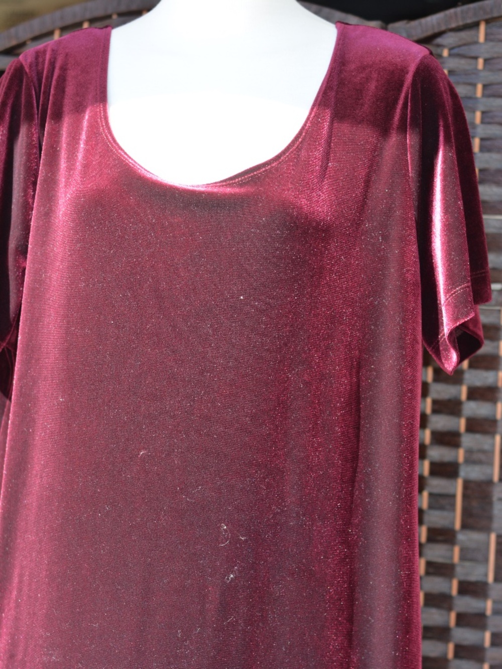 Red Stretch Velvet Shift Dress SZ 16